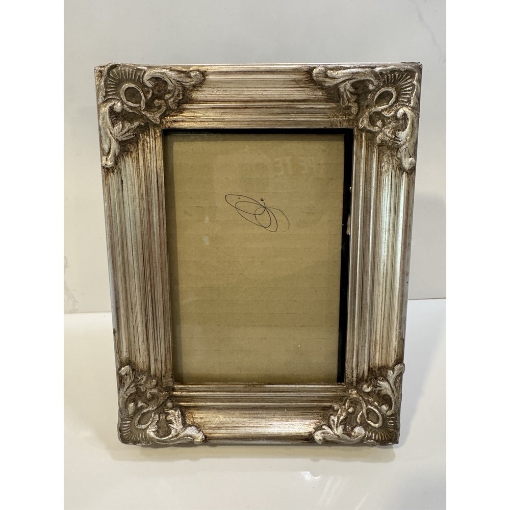 Antique ornate Frame Silver W Gold Tones Picture Photo Frame
